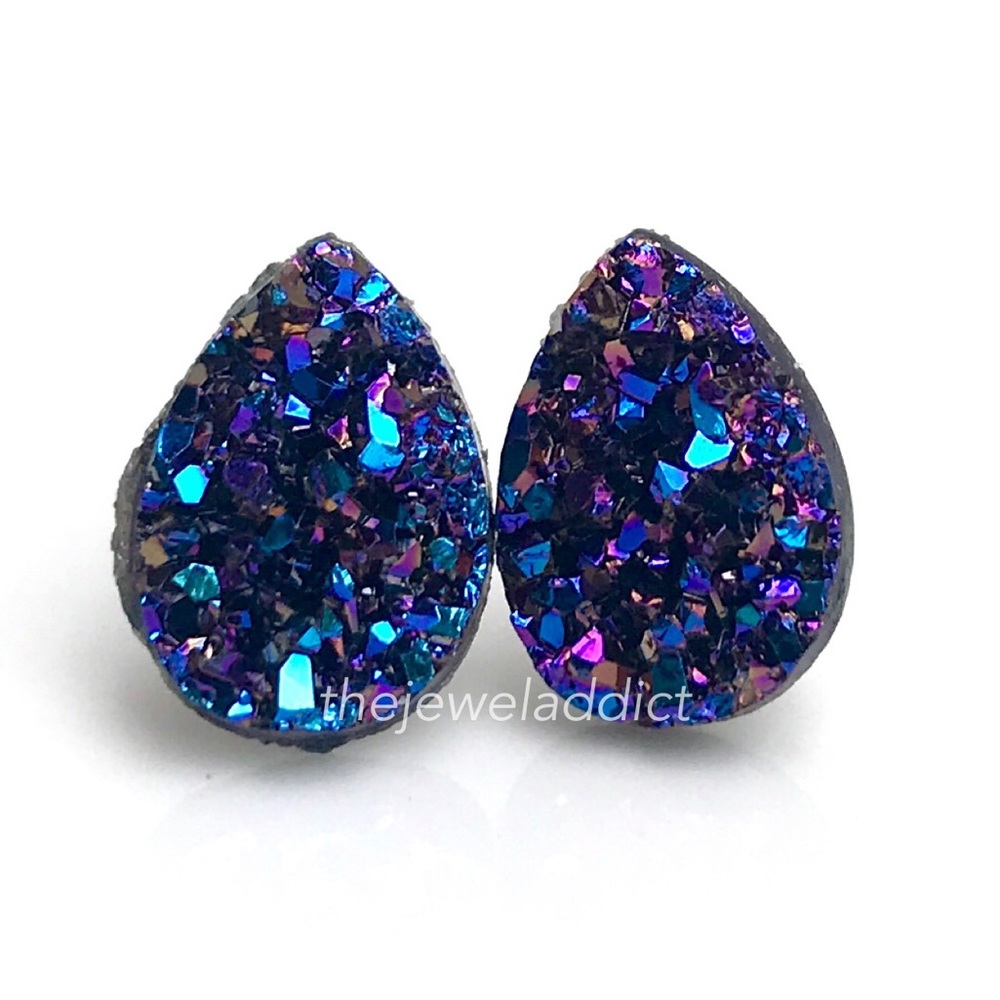 3 for 15🎀purple blue Faux Druzy teardrops